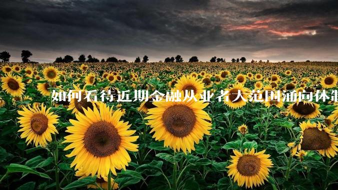 如何看待近期金融从业者大范围涌向体制内？